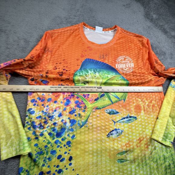 Spicy Tuna Coastal Outfitter Mahi Mahi Fishing Shirt Men's XXL Orange Long Sleev - Picture 2 of 5